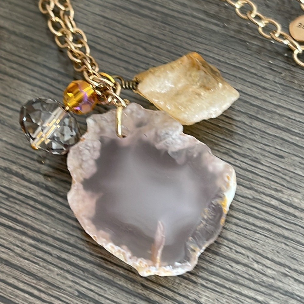 Barse Stone & Crystal Elegant Gold-tone Charm Necklace - Picture 3 of 15